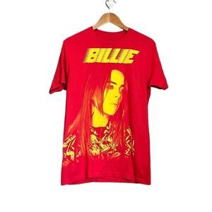 Billie eilish red and yellow graphic tee‎